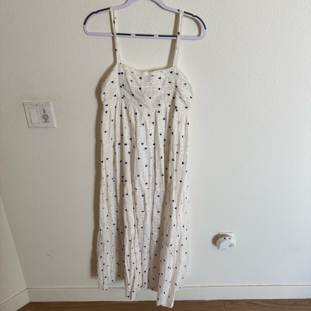 White and Blue Polka Dot Dress Maxi